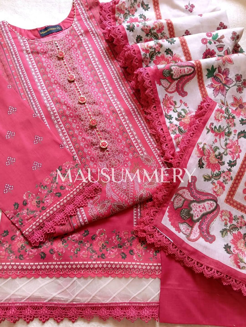 Mausammery - Summer Lawn - D. Pink - 3 piece