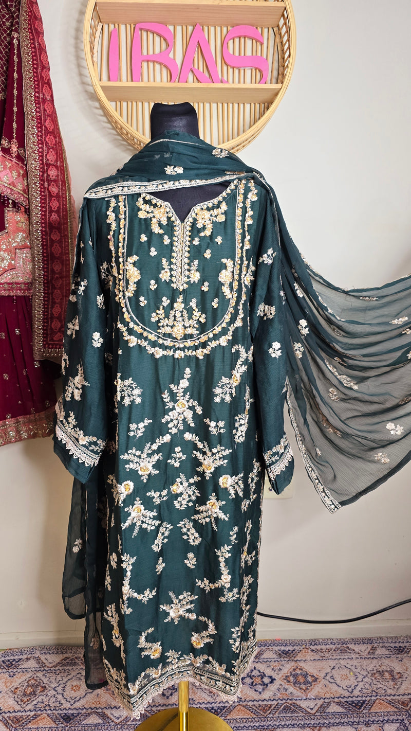 AN-Chiffon 3pc- D.green