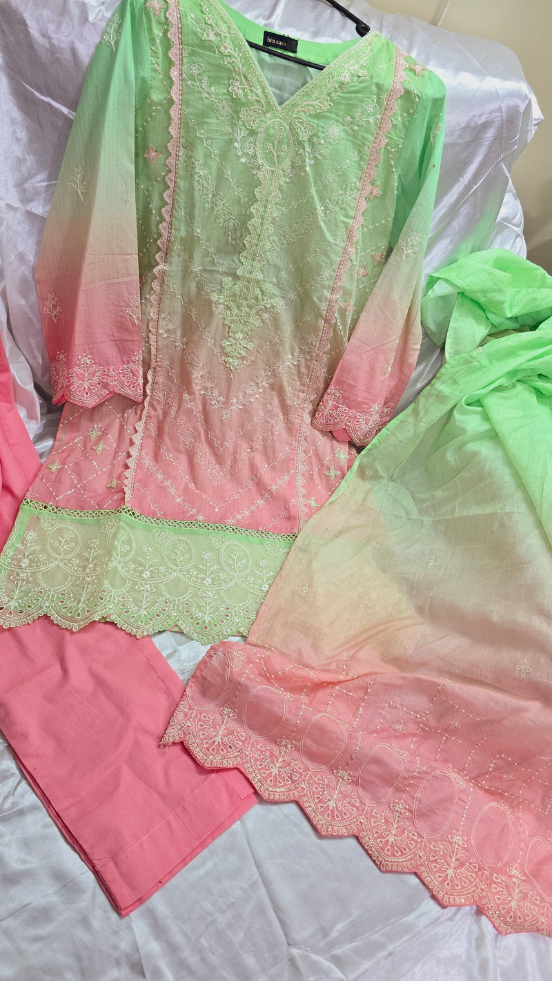 Tie dye summer 3 piece - Light green pink