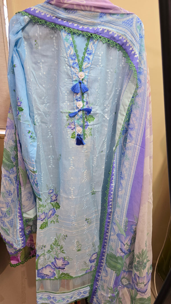 Kaaf - chikenkari summer 3pc - Light blue
