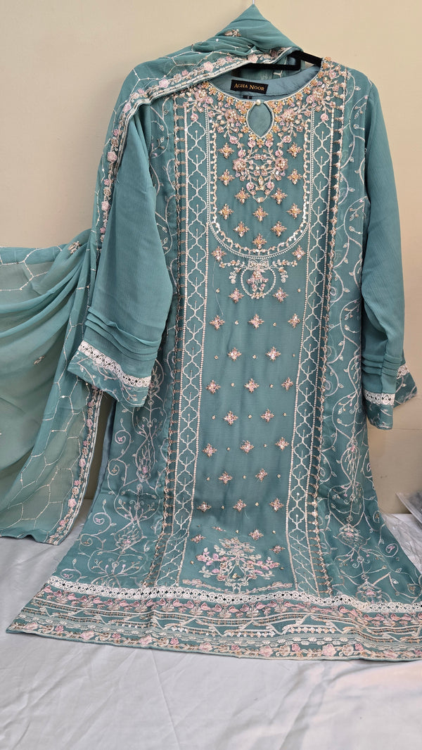 AN-Chiffon 3pc- greenish blue