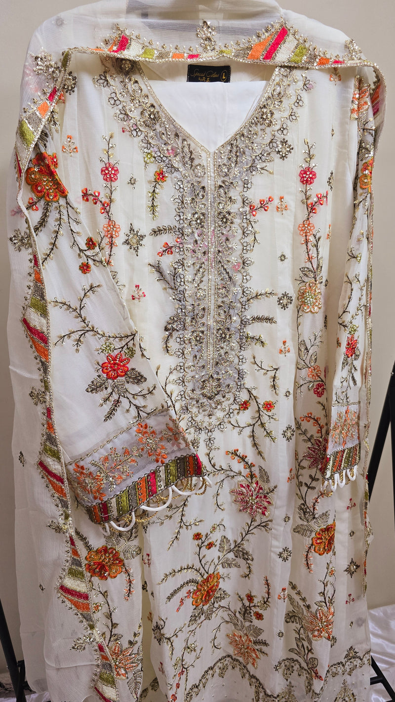 Libas pret - chiffon frock Embroidered 3piece