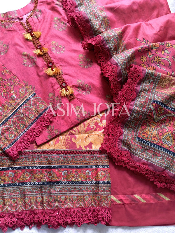 AsimJofa Summer prints- Reddish Pink