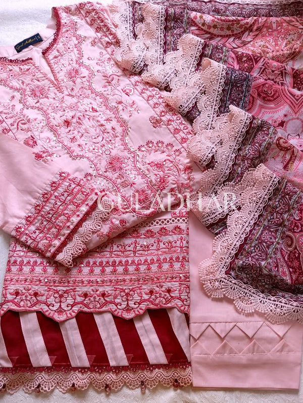 Gul adhar - Cambric 3 piece - pink