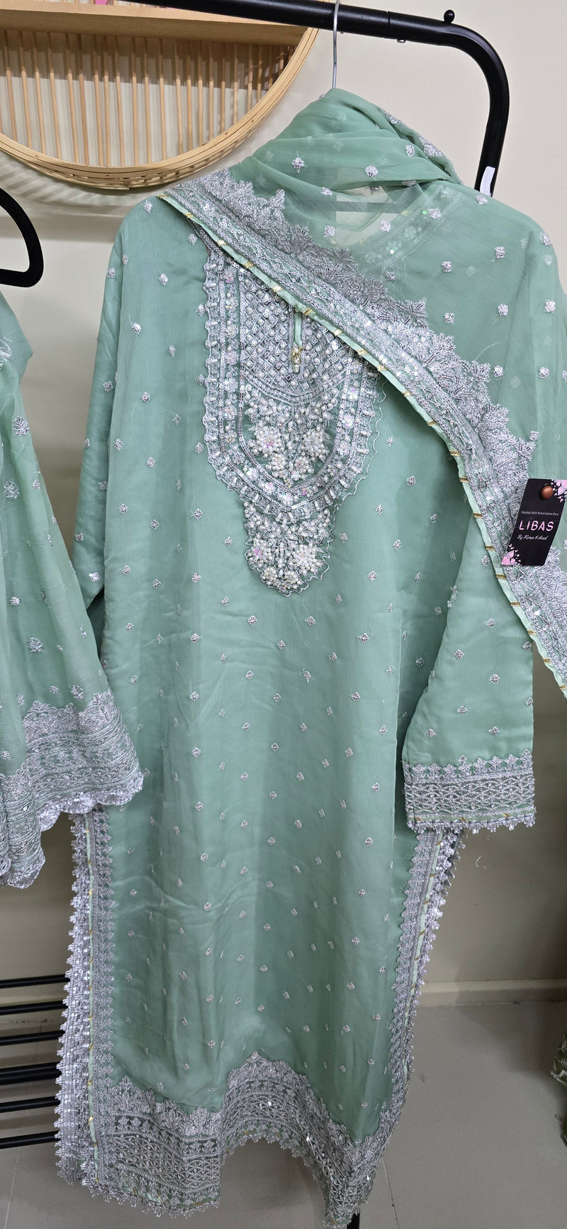 Chiffon sharara suit - persian green