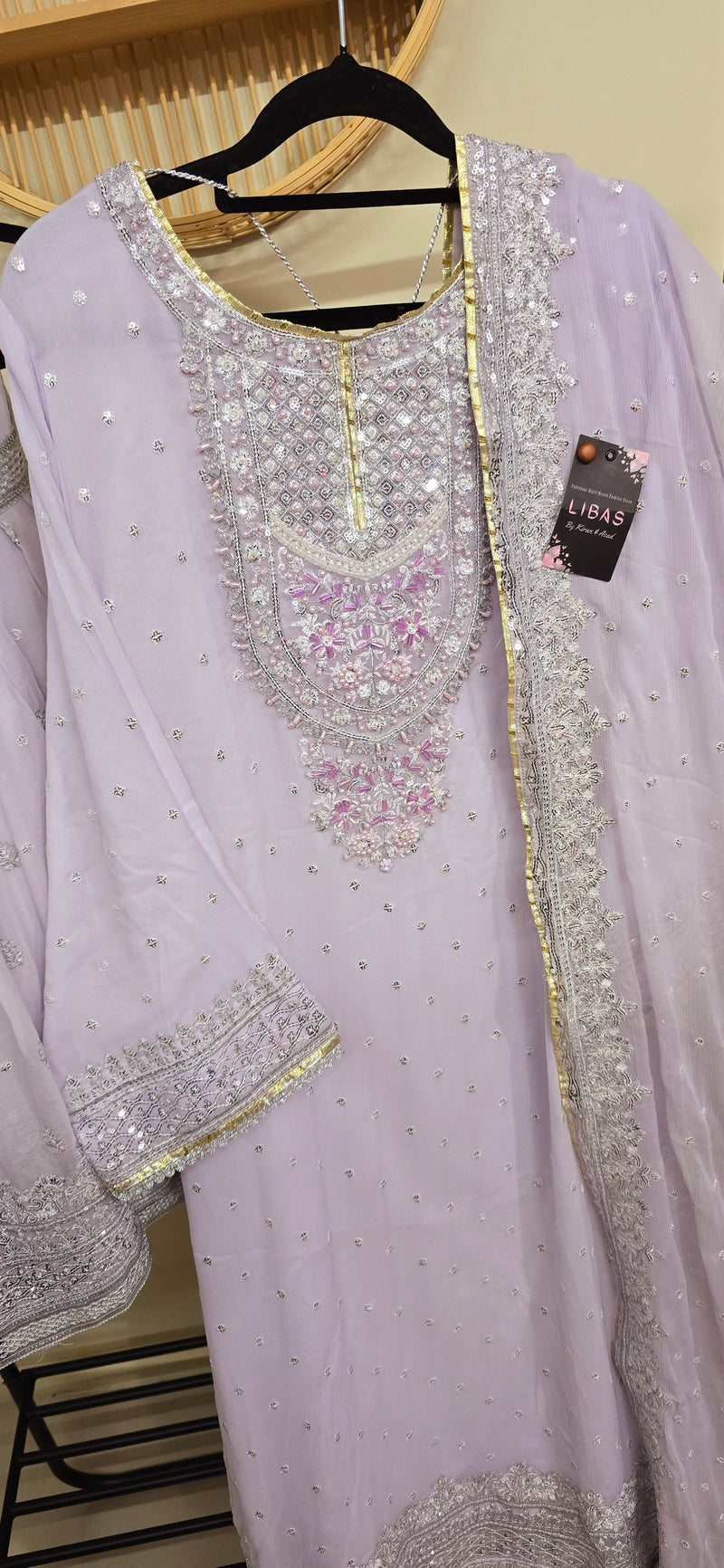 Chiffon sharara suit - Light purple