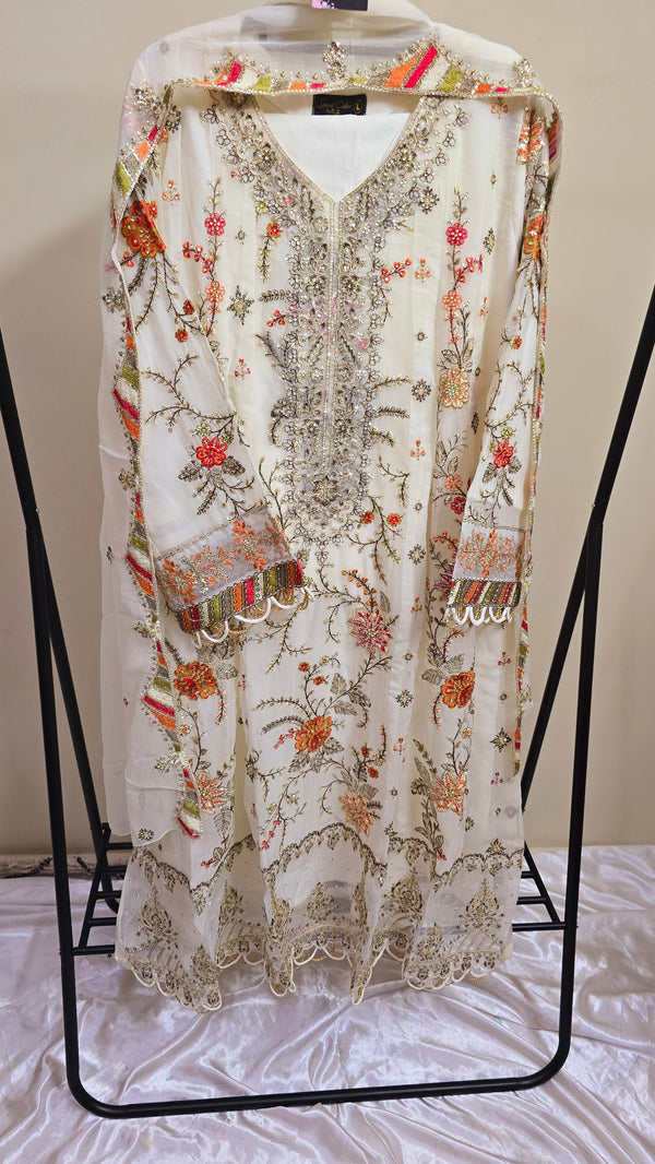 Libas pret - chiffon frock Embroidered 3piece