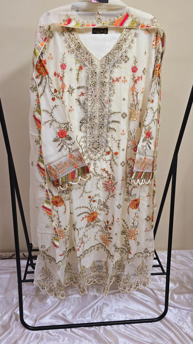 Libas pret - chiffon frock Embroidered 3piece