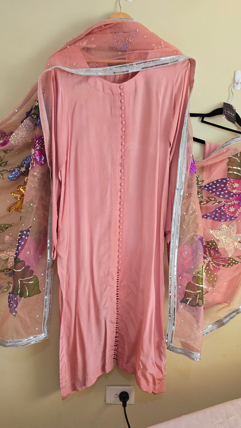 Handpainted silk - Pink 3 piece