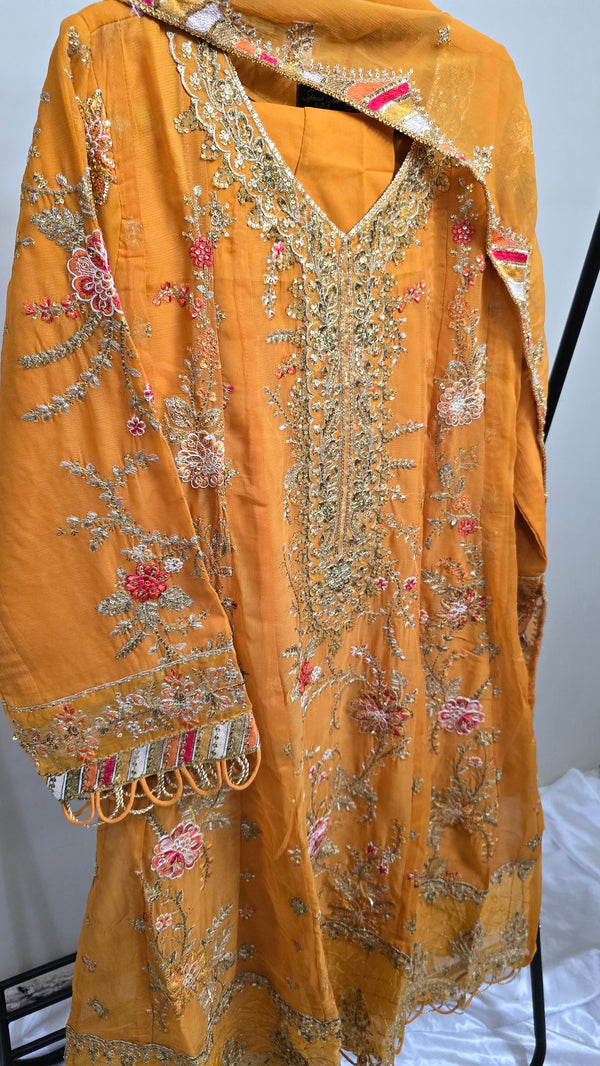Libas pret - chiffon frock Embroidered 3piece