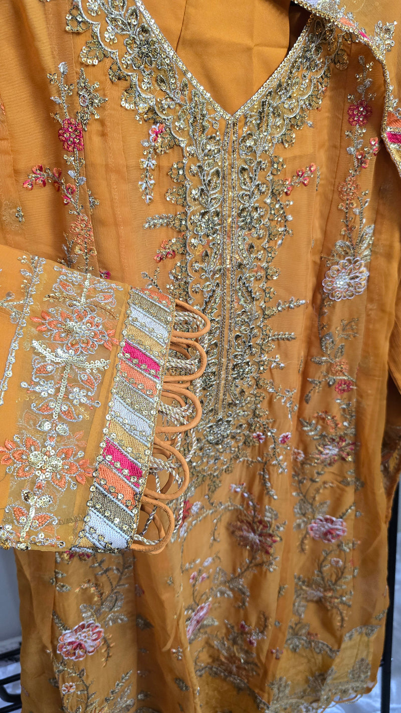 Libas pret - chiffon frock Embroidered 3piece