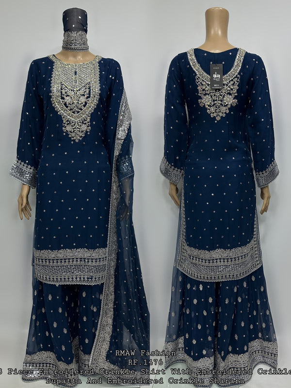 Sharara - Blue - Pure chiffon festive