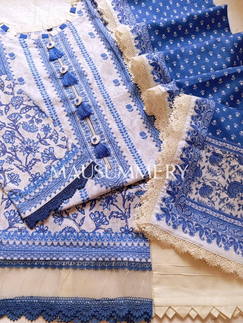 Mausammery - Summer Lawn - Blue and white - 3 piece